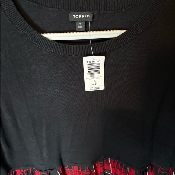 Torrid Mini Challis To Knit Dress Black Red Plaid Dark Academia Holiday - Picture 9 of 9